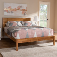 Baxton Studio SW8093-Natural-Queen Marana Modern and Rustic Natural Oak and Pine Finished Wood Queen Size Platform Bed